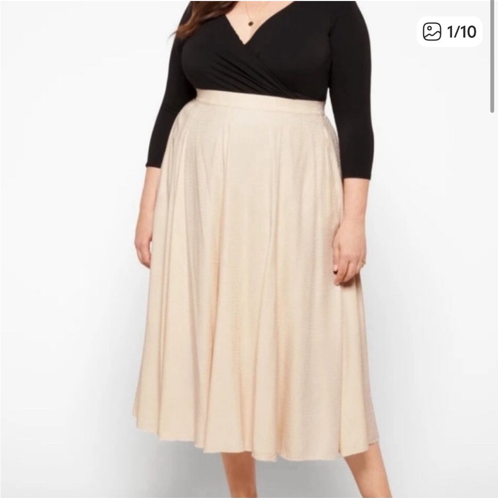 NEW 11 Honore Farrah Jacquard Print Midi Skirt Women’s Size Cream NO TAG 18 plus